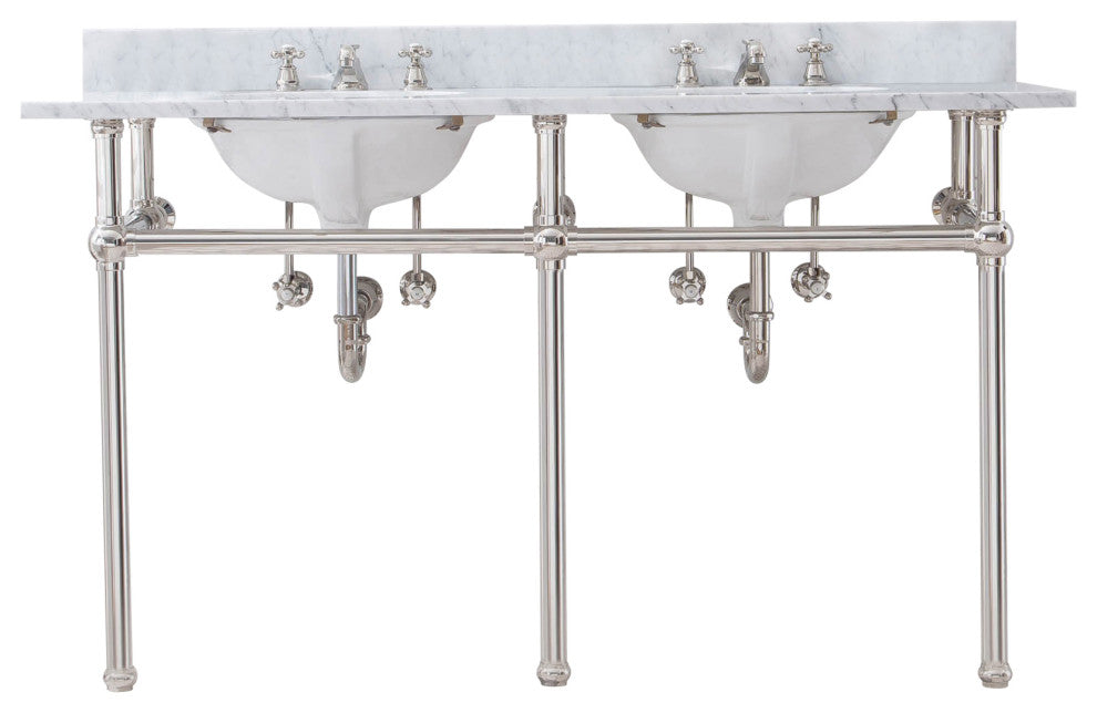 Embassy 60" Wide Double Wash Stand Only, Polished Nickel