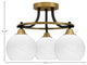 Paramount 3-Light Semi-Flush Light, Matte Black & Brass, 5.75" White Marble