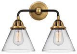 Large Cone Bath Vanity Light, Black Antique Brass, Clear, Clear