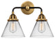 Large Cone Bath Vanity Light, Black Antique Brass, Clear, Clear