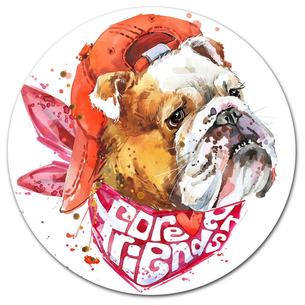 Forever Friends Funny Dog, Animal Disc Metal Artwork, 23"