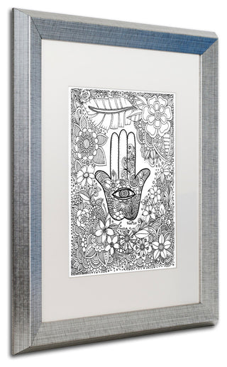 KCDoodleArt 'Hamsa Hand' Art, Silver Frame, White Matte, 16"x20"