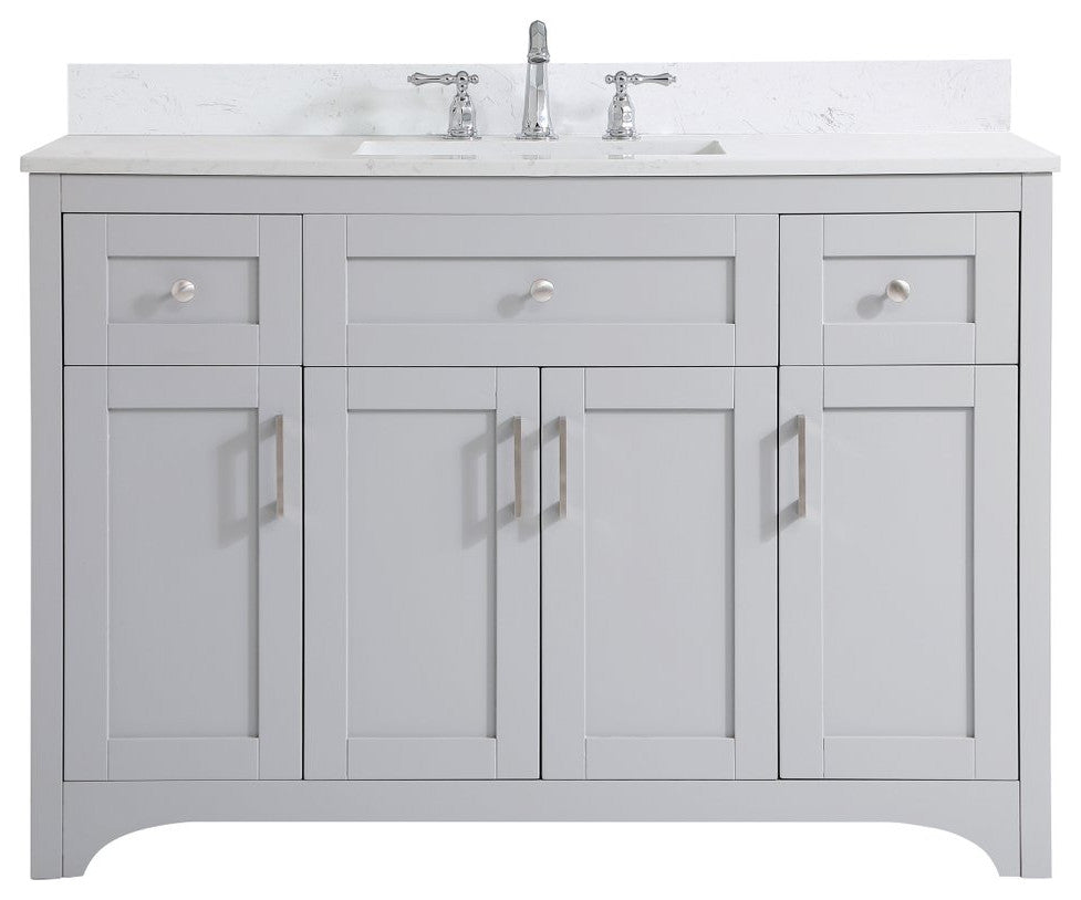 Mia 48" Single Bathroom Vanity, Gray With Backsplash