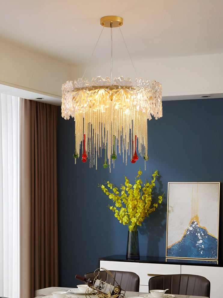 Delemont | Creative Drum Crystal LED Pendant Chandelier for Living Room, 8 Heads