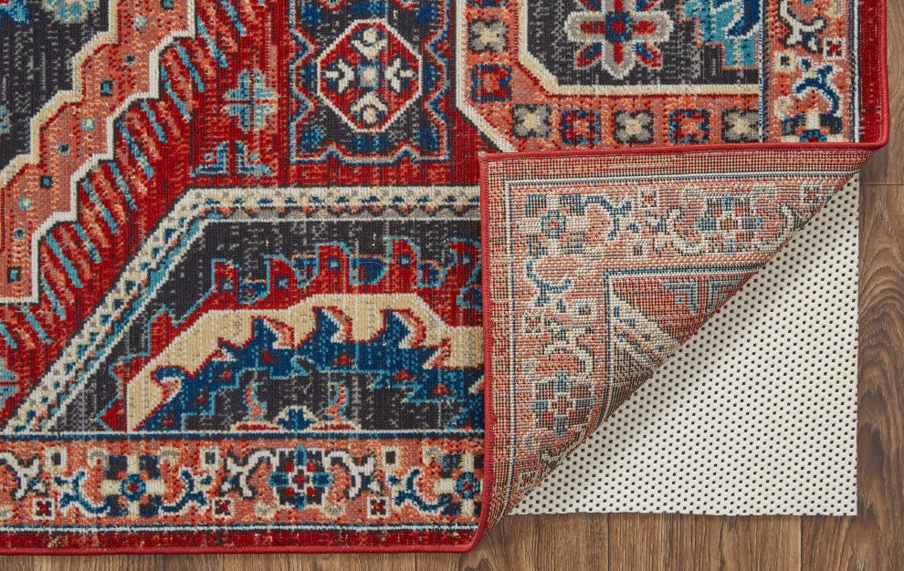 Weave & Wander Kezia Rug, True Red/River Blue, 7ft-9in x 10ft-6in