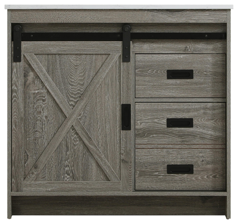 Home Living 36" Single Bathroom Vanity, Rustic Grey