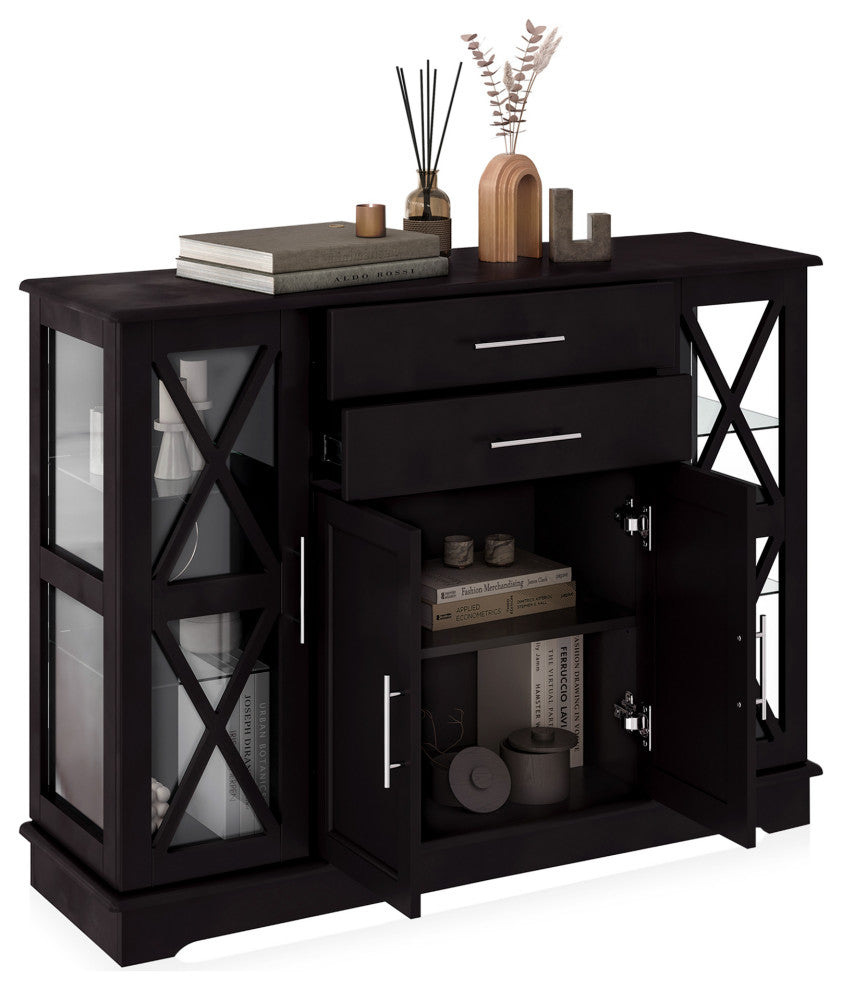 Ryland 47" Wood Storage Sideboard Buffet Cabinet Console Table, Espresso