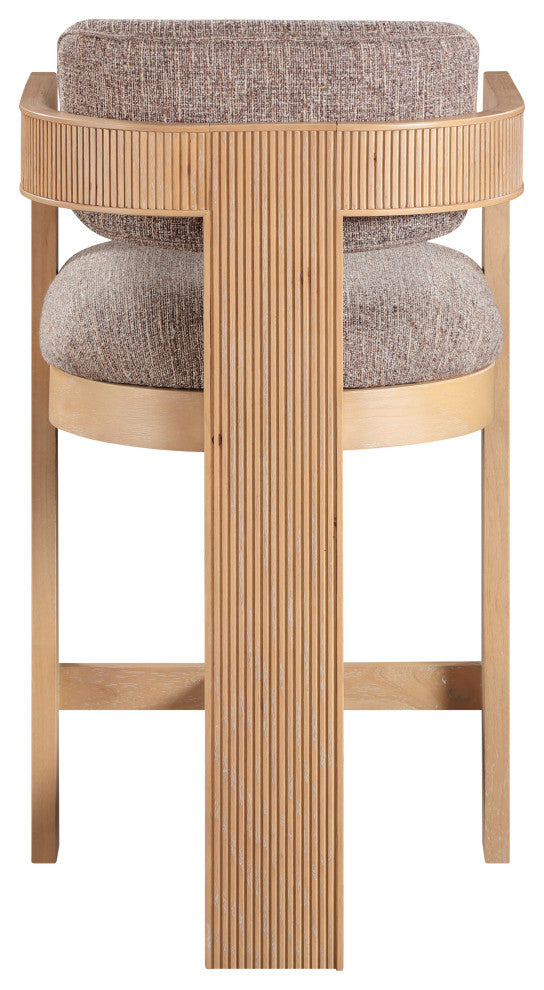 Sacha Upholstered Bar and Counter Stool, Brown, Linen Textured Fabric, Natural