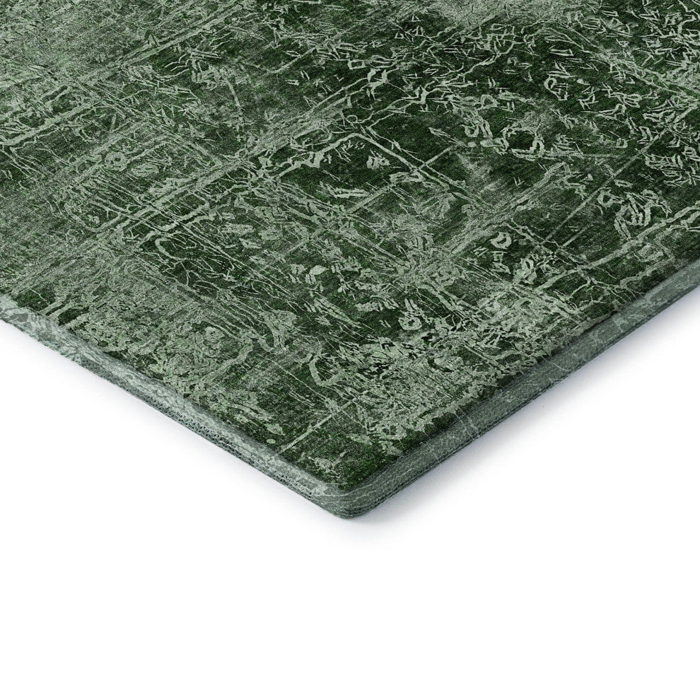 Premium Machine Washable Mayfield AMF559 Emerald 8' x 8' Round Rug
