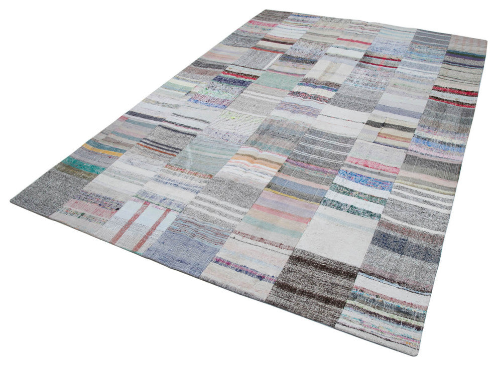 Rug N Carpet - Handmade Oriental 6' 7'' x 9' 9'' Unique Patchwork Kilim Rug