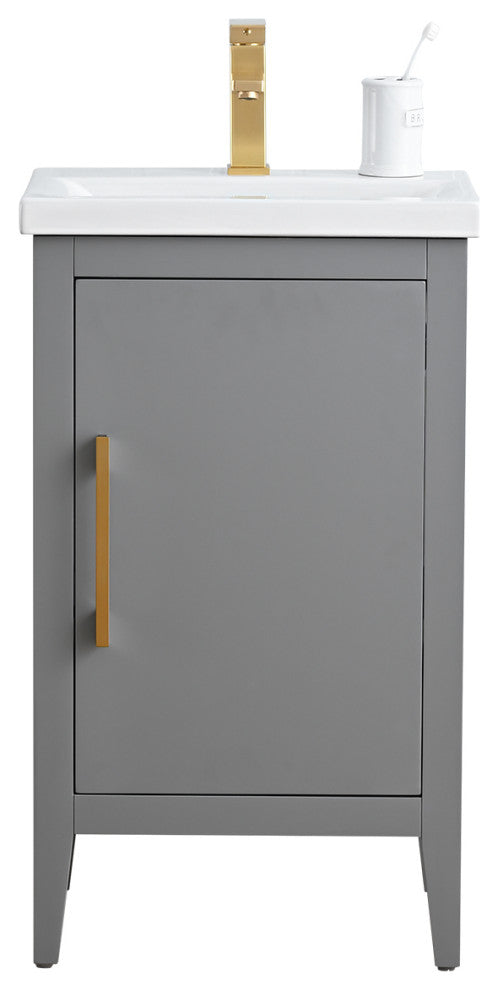 Vanity Art Bathroom Vanity With Sink, Cashmere Gray, 20", Single Sink, Golden Brushed