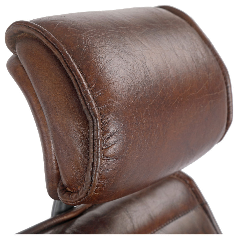 Executive Office Chair Cappuccino Brown Leather