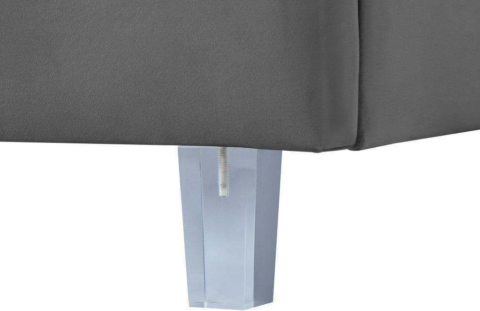 Rainbow Velvet Upholstered Bed, Gray, King