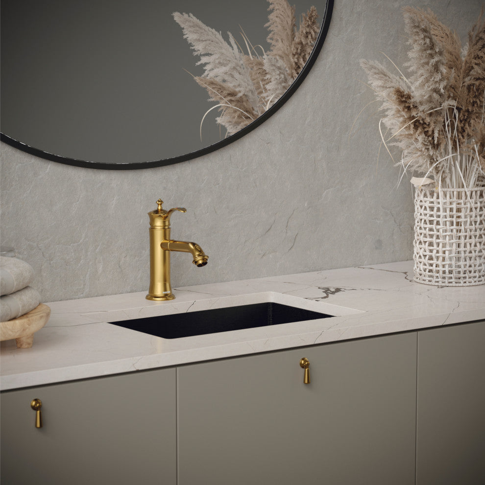 Karran 1-Handle 1-Hole Bathroom Faucet With Pop-up Drain, Gold