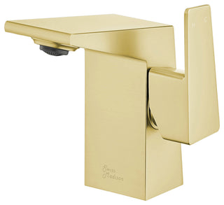 Carre Single Hole Single Handle Bathroom Faucet, Brushed Gold