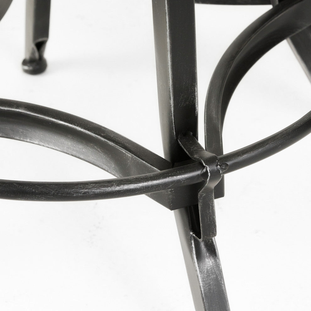 GDF Studio Brixton Adjustable Swivel Iron Bar Stool, Brown Leather