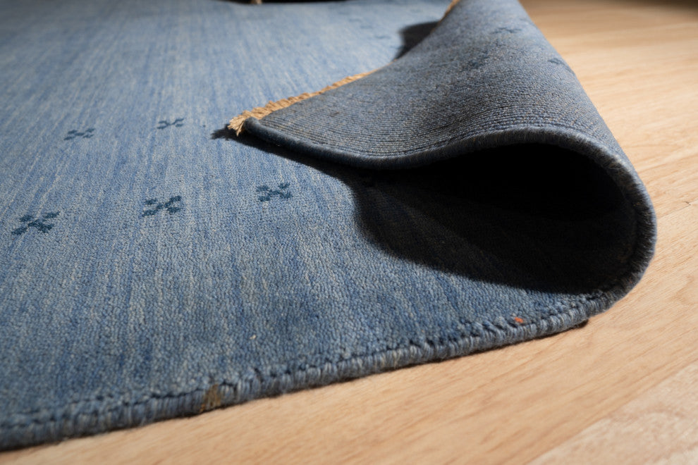 Handmade Wool Blue Transitional Solid Lori Baft Rug, 8' X 10'