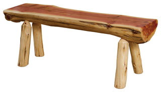 Red Cedar Half-Log Bench, 6 Foot