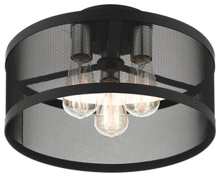 Livex Lighting Industro 3 Light Black, Brushed Nickel Accents Medium Semi-Flush