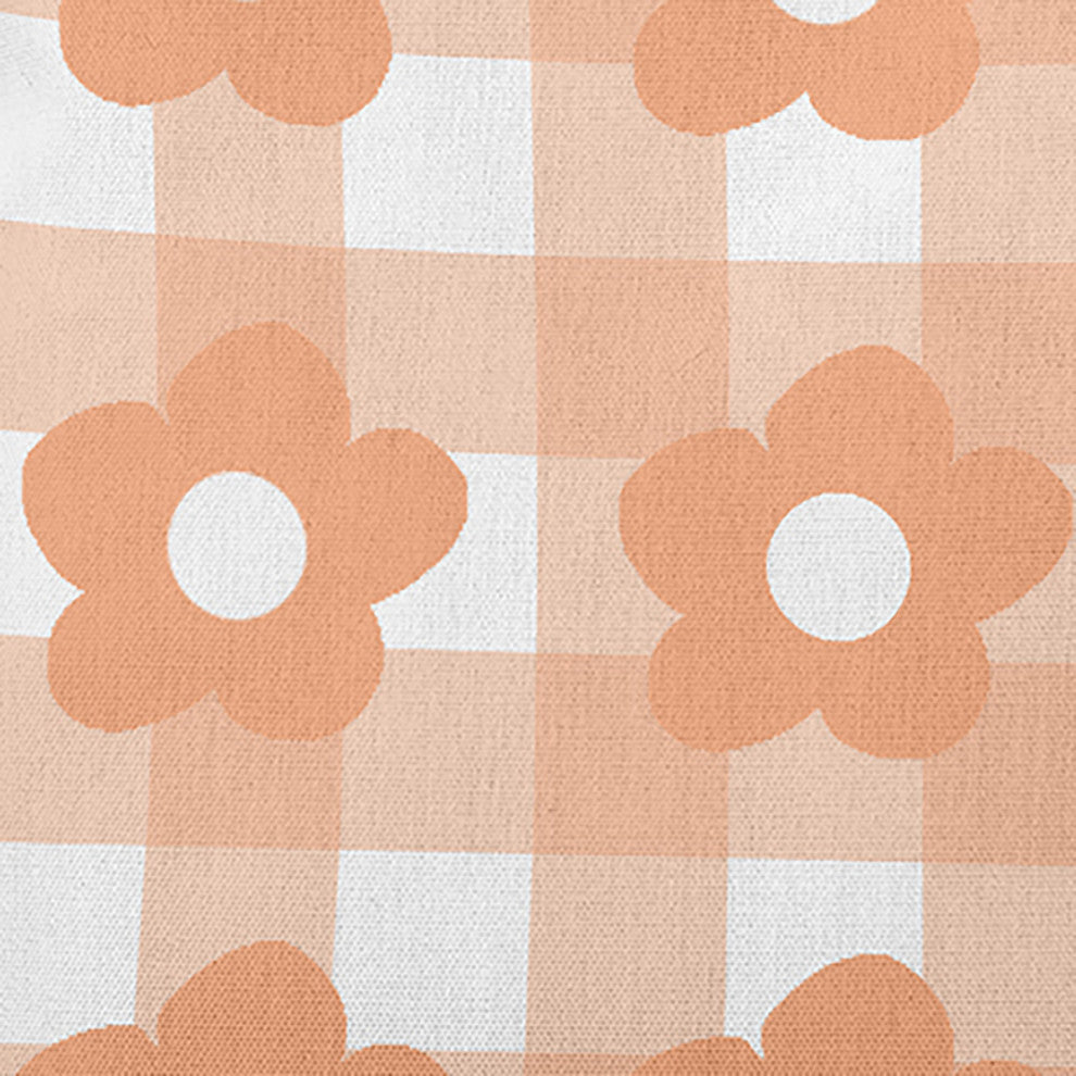 Flowers on Gingham Decorative Throw Pillow, Orange, 16"x16"