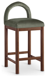 Conrad Upholstered Bar and Counter Stool, Green, Velvet, Brown