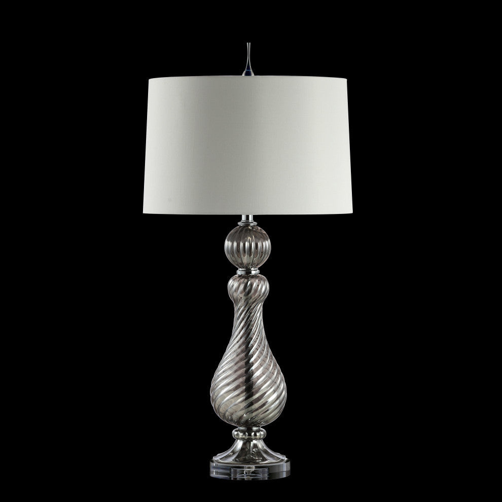 Murano 32" Swirled Crystal/Glass LED Table Lamp, Gray