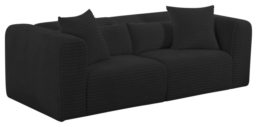 Tarra Fluffy Oversized  Corduroy Modular Loveseat, Black