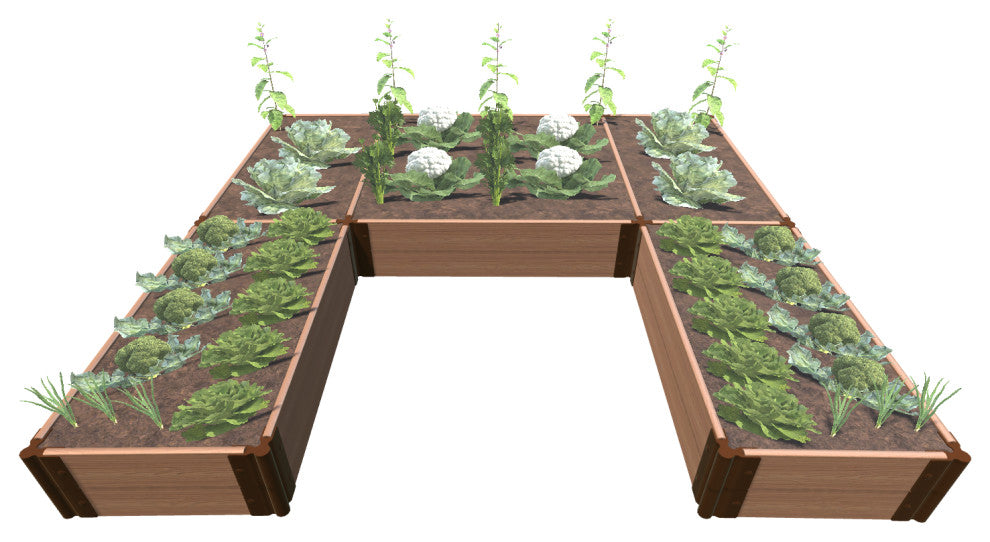 Classic Sienna Walk-In U-Shape Ft. Bragg 8'x8'x11" Raised Garden Bed, 1" Profile