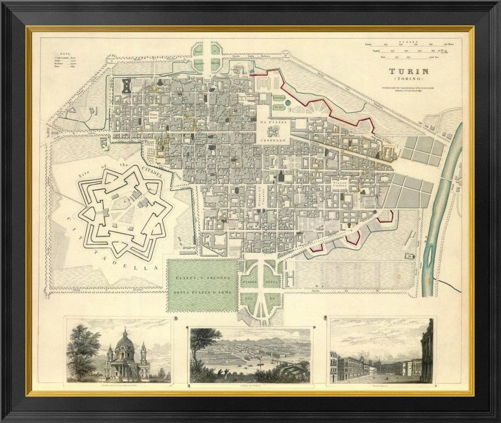 "Turin, Italy, 1833"  by Society for the Diffusion of Useful Knowledge, 34x29"