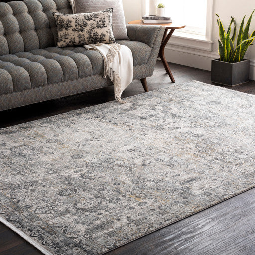Surya Solar SOR-2313 3'x9'10" Rug, Gray/Light Gray/Ivory/Black/Mustard
