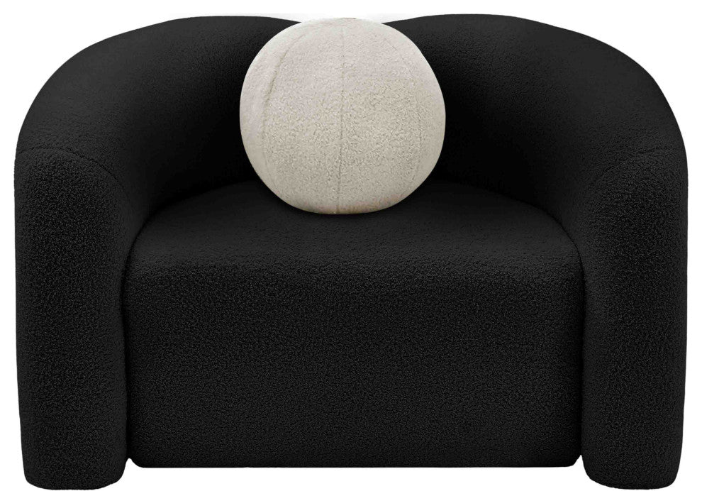 Kali Faux Shearling Teddy Fabric Upholseterd  Chair, Black