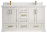 Boston 60" Double Bathroom Vanity in Alabaster 1.5" White Quartz