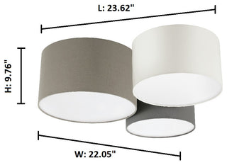 Pastore 1 3-Light Flush Mount, Taupe And White And Grey