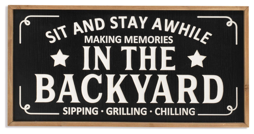 31.5" Wood Engraved Black Wall Sign, In the Backyard