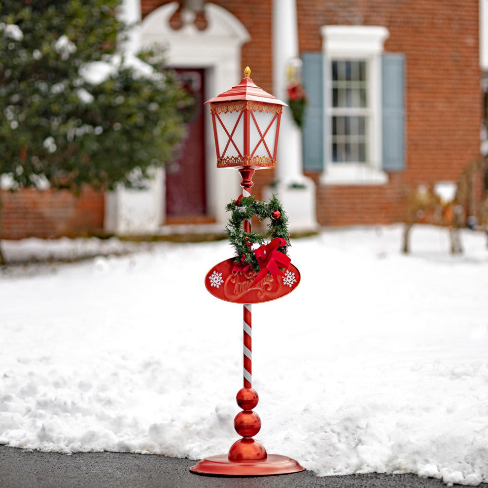 Standing Iron Christmas Lantern With Round Base