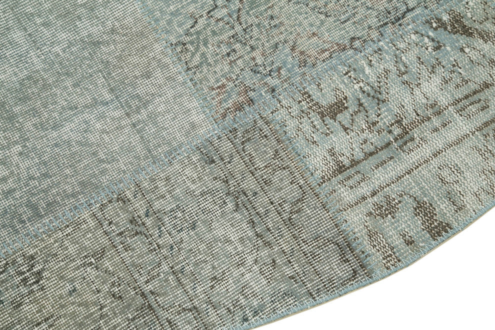Rug N Carpet - Handmade Anatolian 7' 1" x 7' 1" Contemporary Round Patchwork Rug