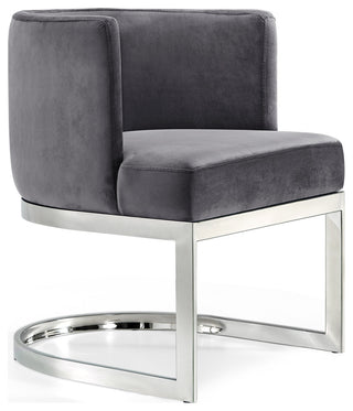 Gianna Velvet Dining Chair, Gray, Chrome Base
