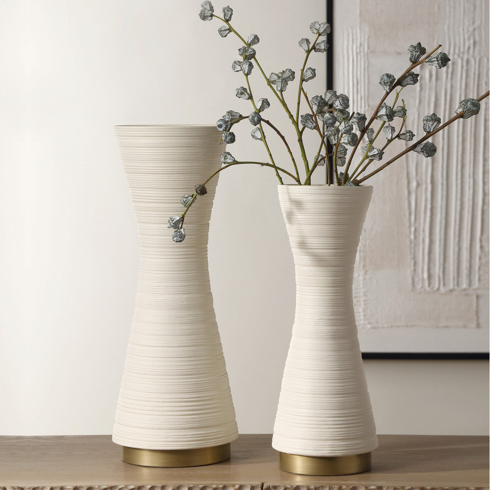 Uttermost Ridgeline White Vases, Set of 2