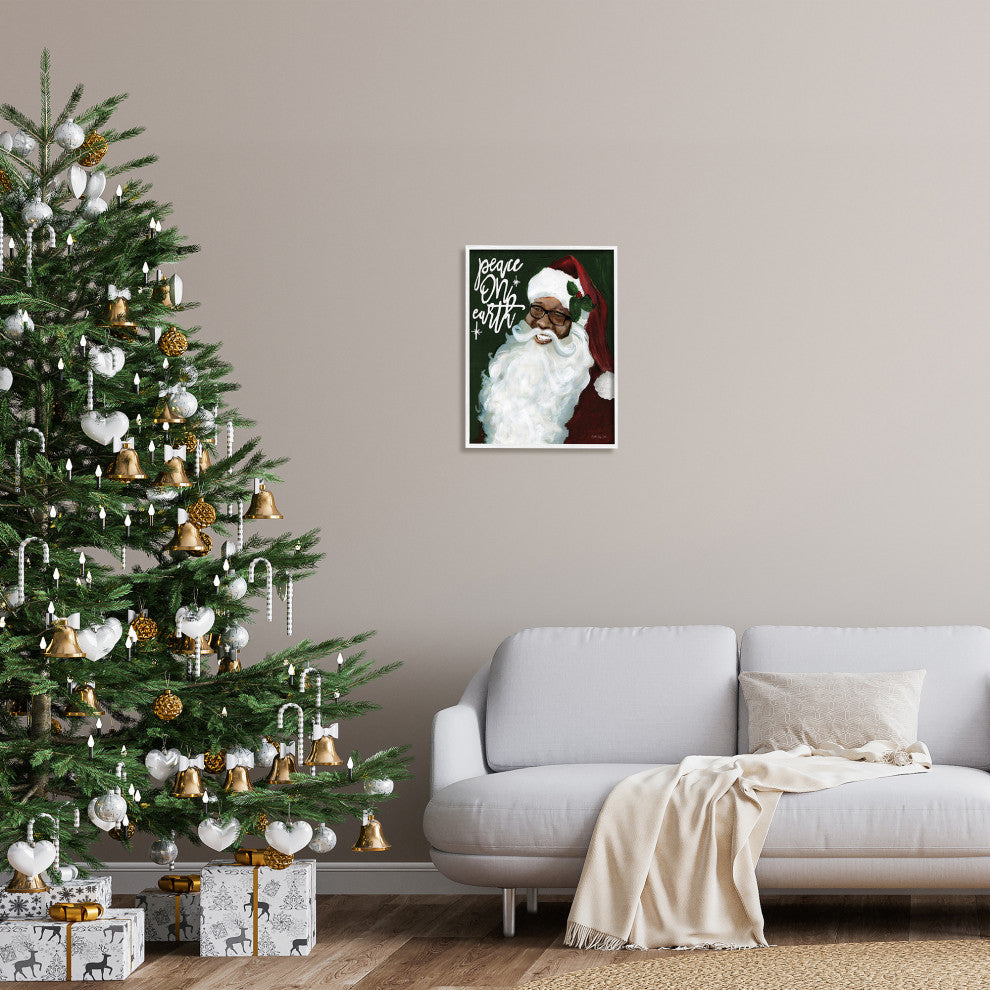Peace On Earth Phrase Santa Portrait Painting, 16 x 20