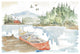 "Lakehouse I Red" Digital Paper Print by Anne Tavoletti, 62"x42"