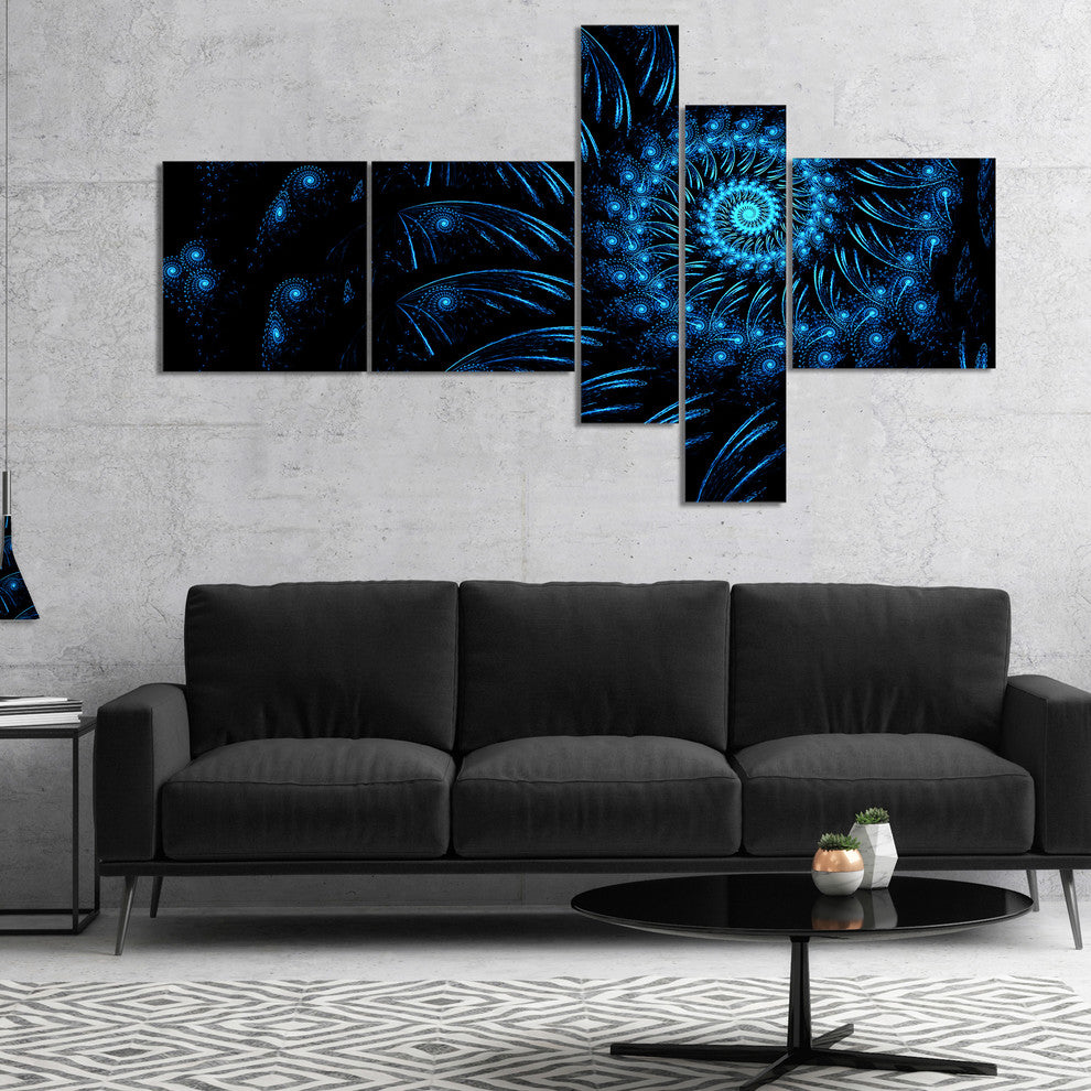 Endless Spiral Snail Blue, Abstract Canvas art print, 60"x32", 5 panels