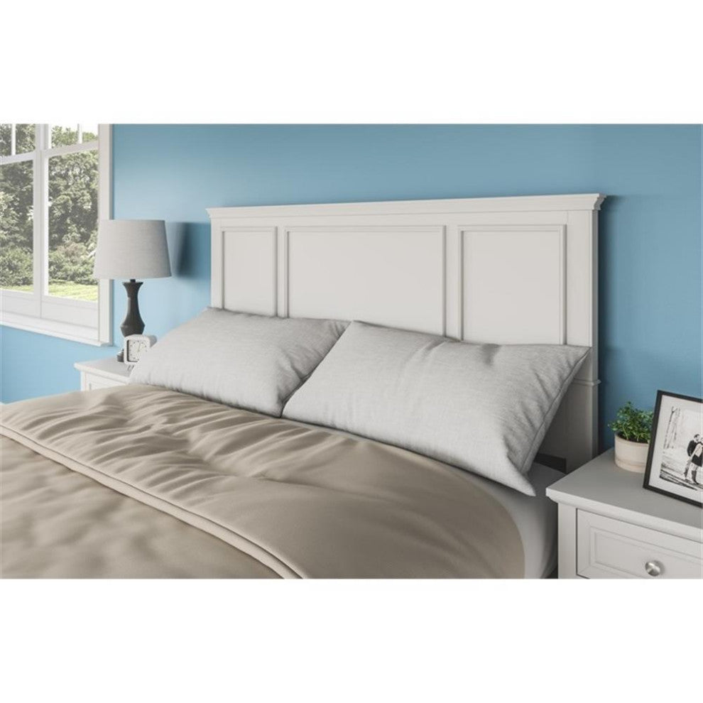 Homestyles Naples Wood Queen Headboard in Off White