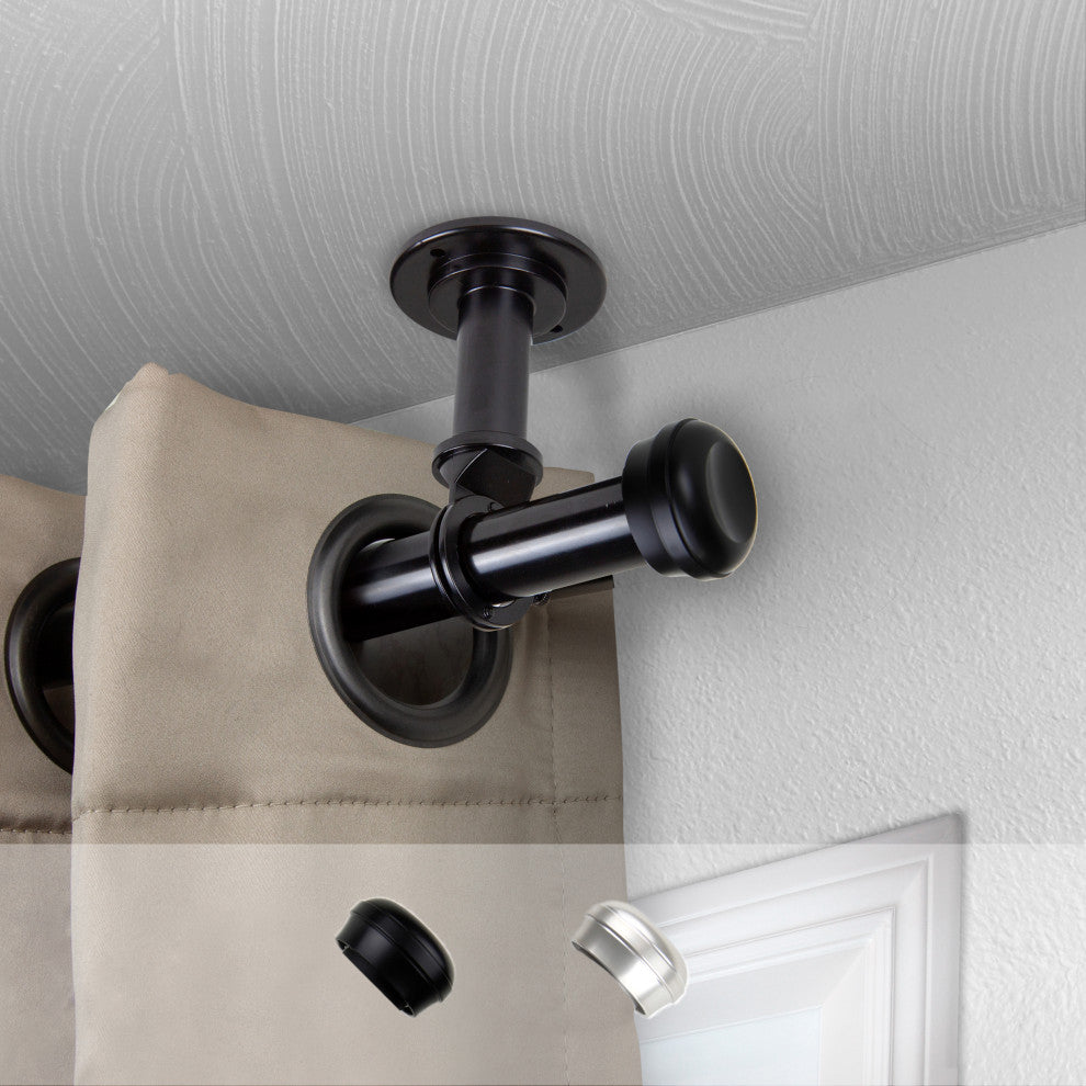 Cillo Ceiling 1" Curtain Rod/Room Divider, Black, 48-84"