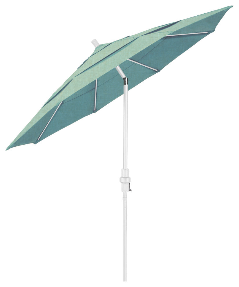 11' Matted White Collar Tilt Lift Fiberglass Rib Aluminum Umbrella, Sunbrella, Spa