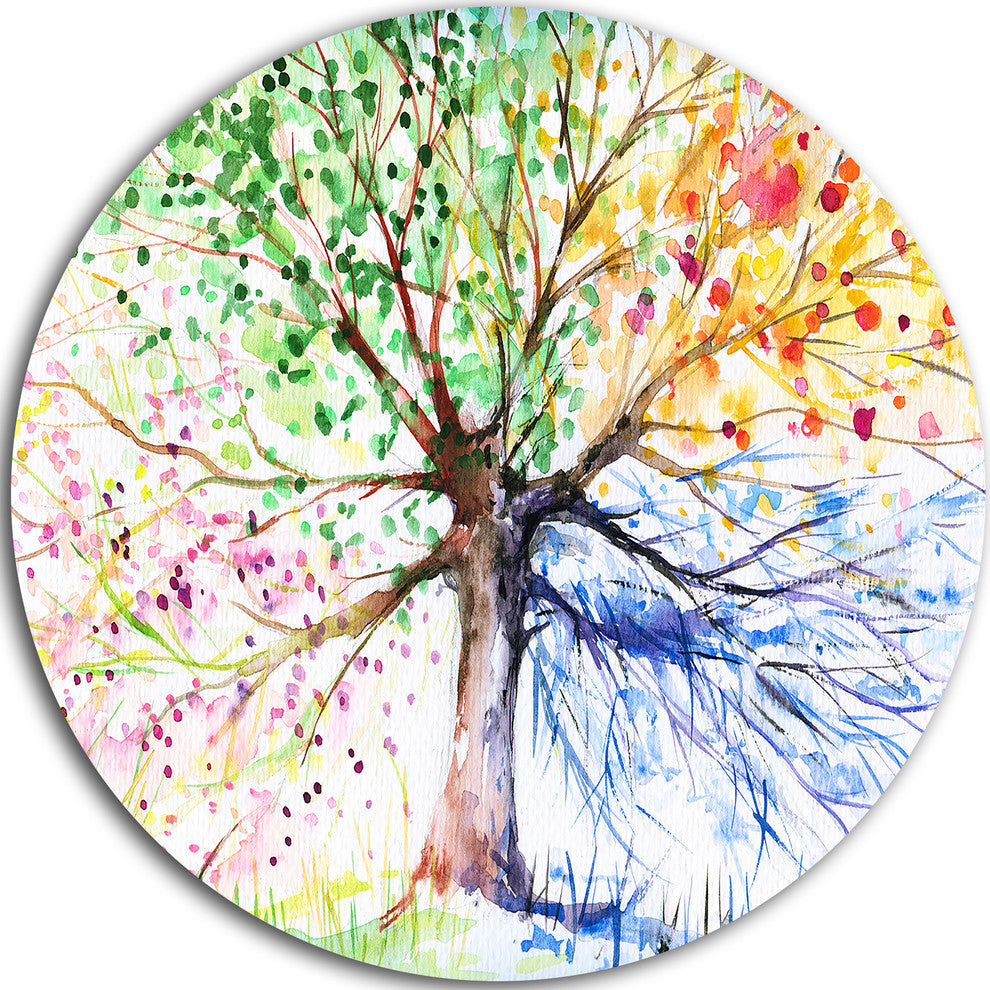 Four Seasons Tree, Floral Disc Metal Wall Art, 23"