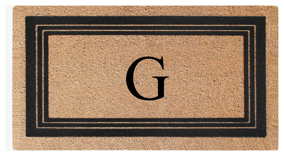 A1HC Natural Coir Monogrammed Triple Border Flock Durable Doormat, 18"x30", G