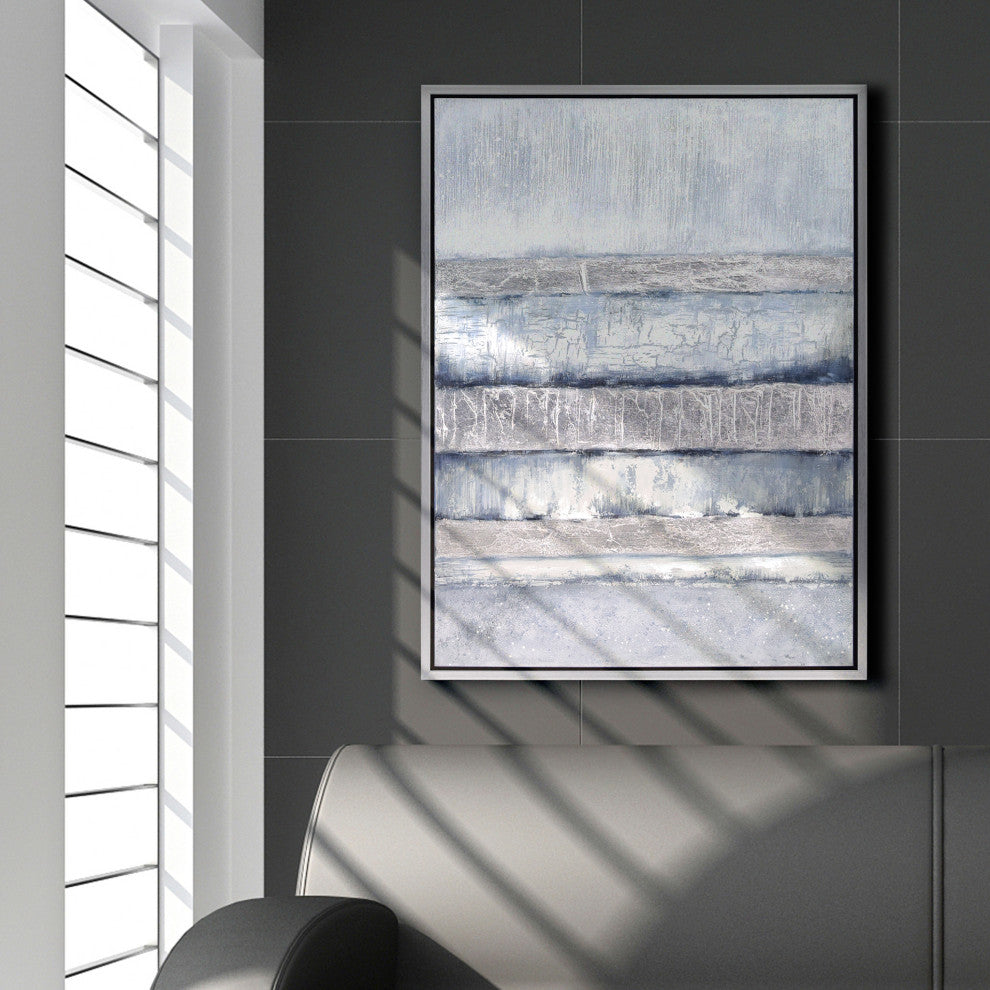 Winter Steps Textured Metallic Hand Painted Framed Wall Art by Martin Edwards