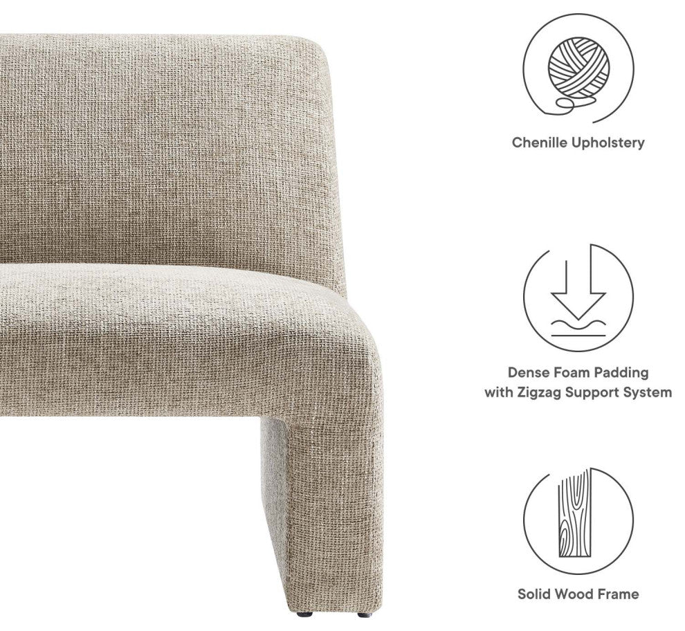 Amita Chenille Upholstered Accent Chair - Khaki