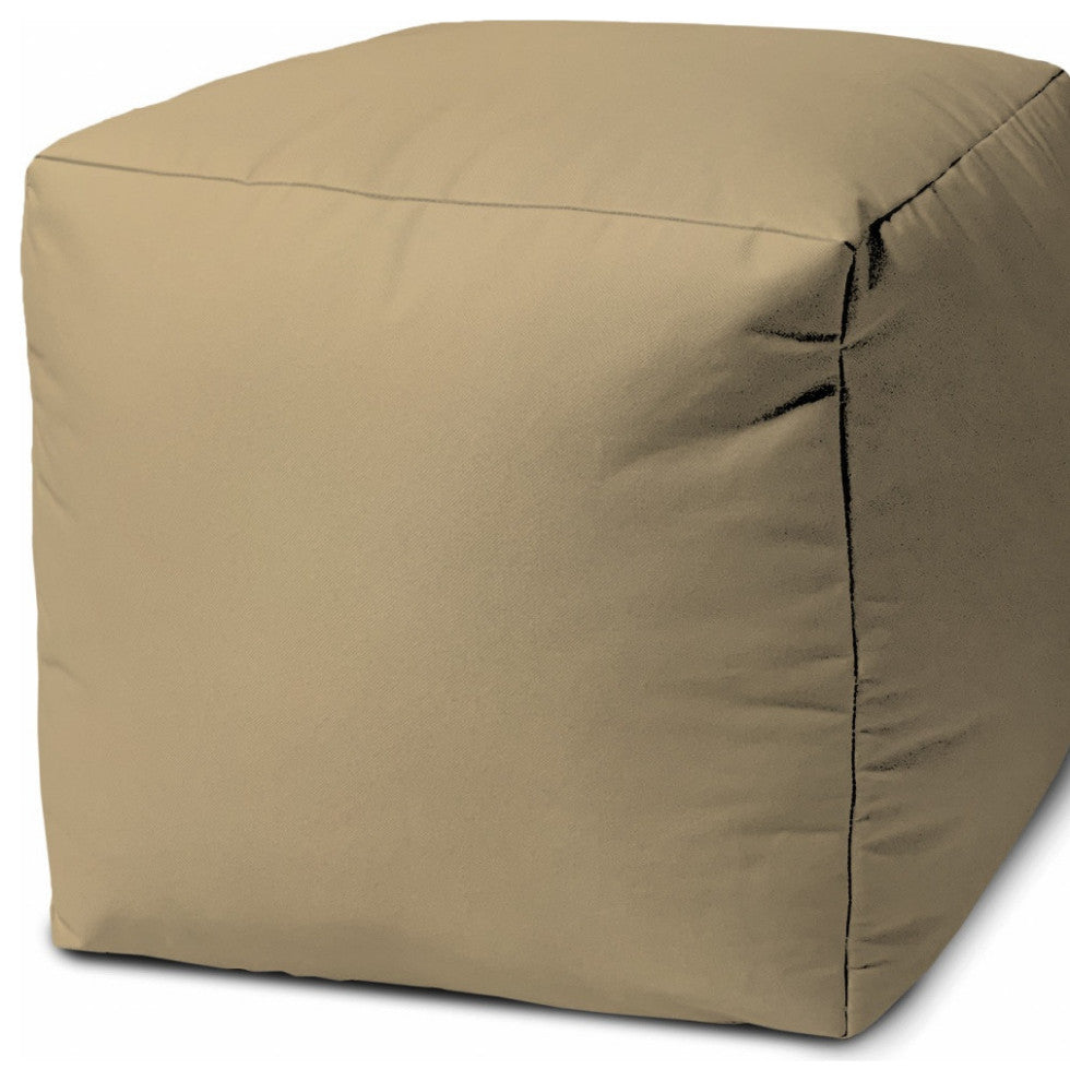 17  Cool Khaki Tan Solid Color Indoor Outdoor Pouf Ottoman