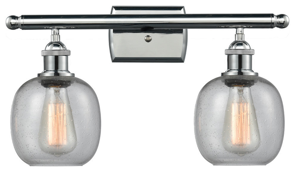 Belfast 2-Light Bath Fixture, Seedy Glass, Polished Chrome